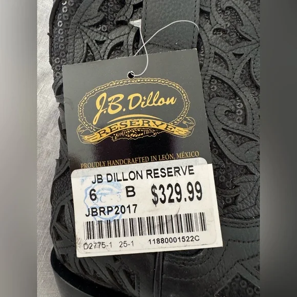 NWT JB DILLION Black Cutout Leather Western Boots - Picture 3 of 12